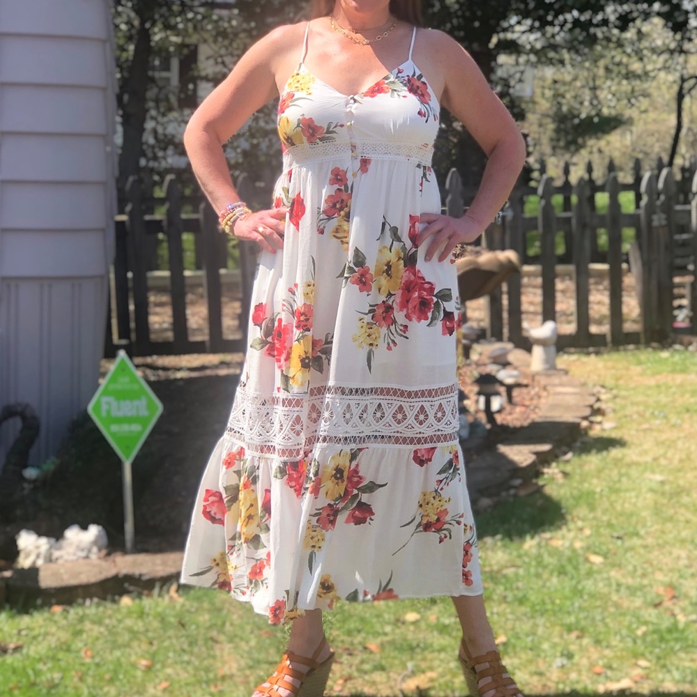 White Birch floral dress size XL